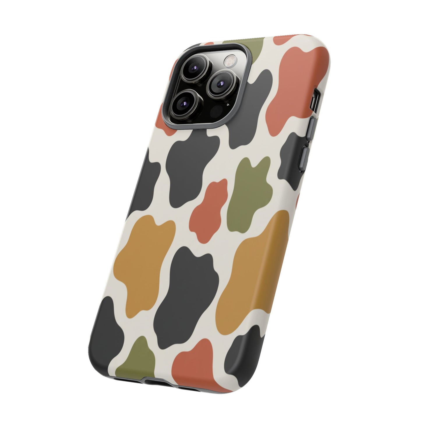 Camouflage Pattern Tough Phone Case – Retro Olive, Rust & Mustard Protective Cover
