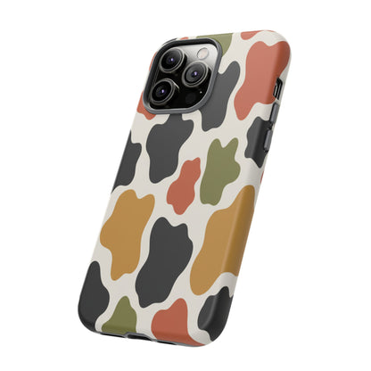 Camouflage Pattern Tough Phone Case – Retro Olive, Rust & Mustard Protective Cover