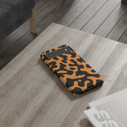 Leopard Print Phone Case — Orange & Black Tough Pattern Protective Cover