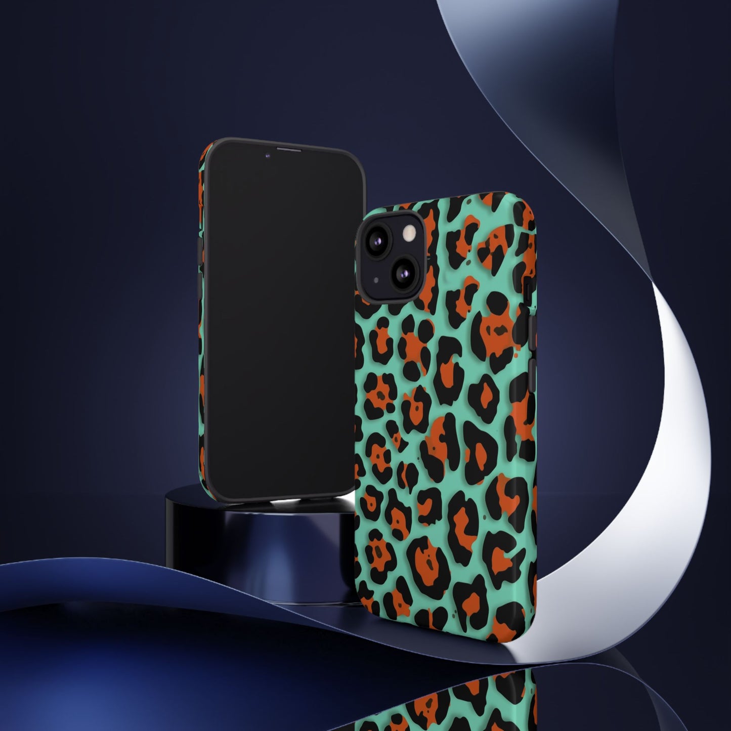 Teal & Rust Leopard Phone Case — Tough Protective Animal Print