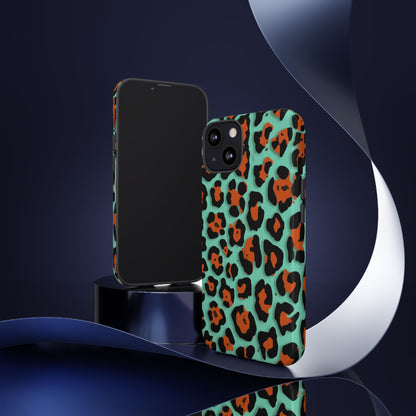 Teal & Rust Leopard Phone Case — Tough Protective Animal Print