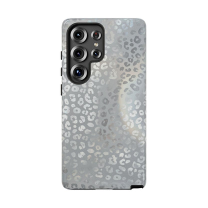 Grey Leopard Print Tough Phone Case — Durable Protective iPhone Cover