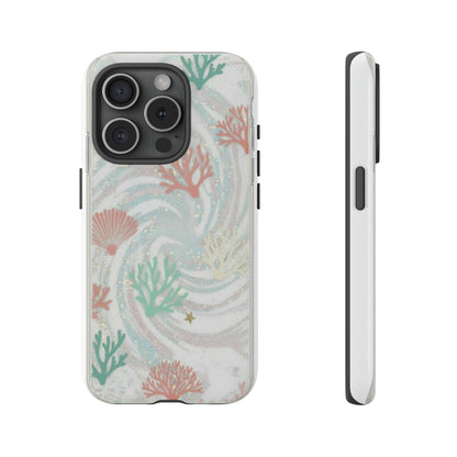 Seafoam Coral Tough Phone Case - Pastel Ocean Wave Design