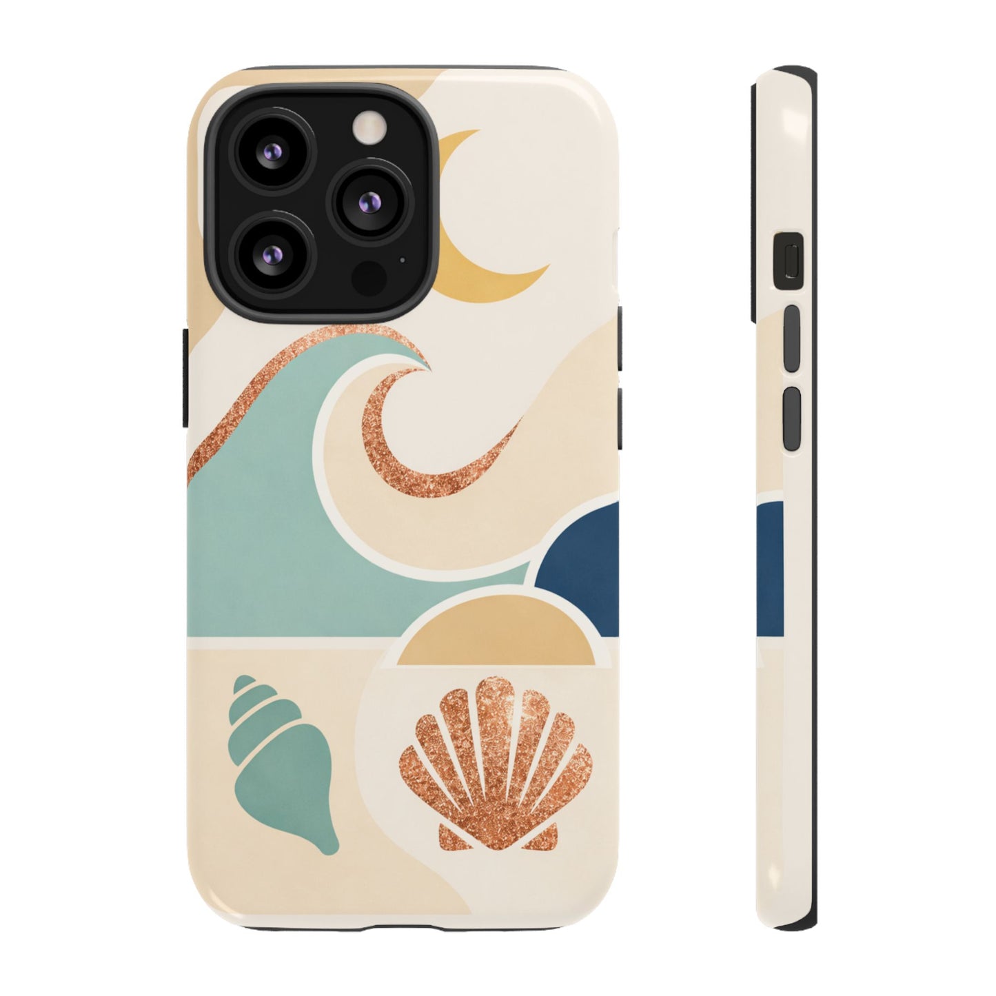 Sea Breeze Tough Phone Case — Retro Waves & Shells Design