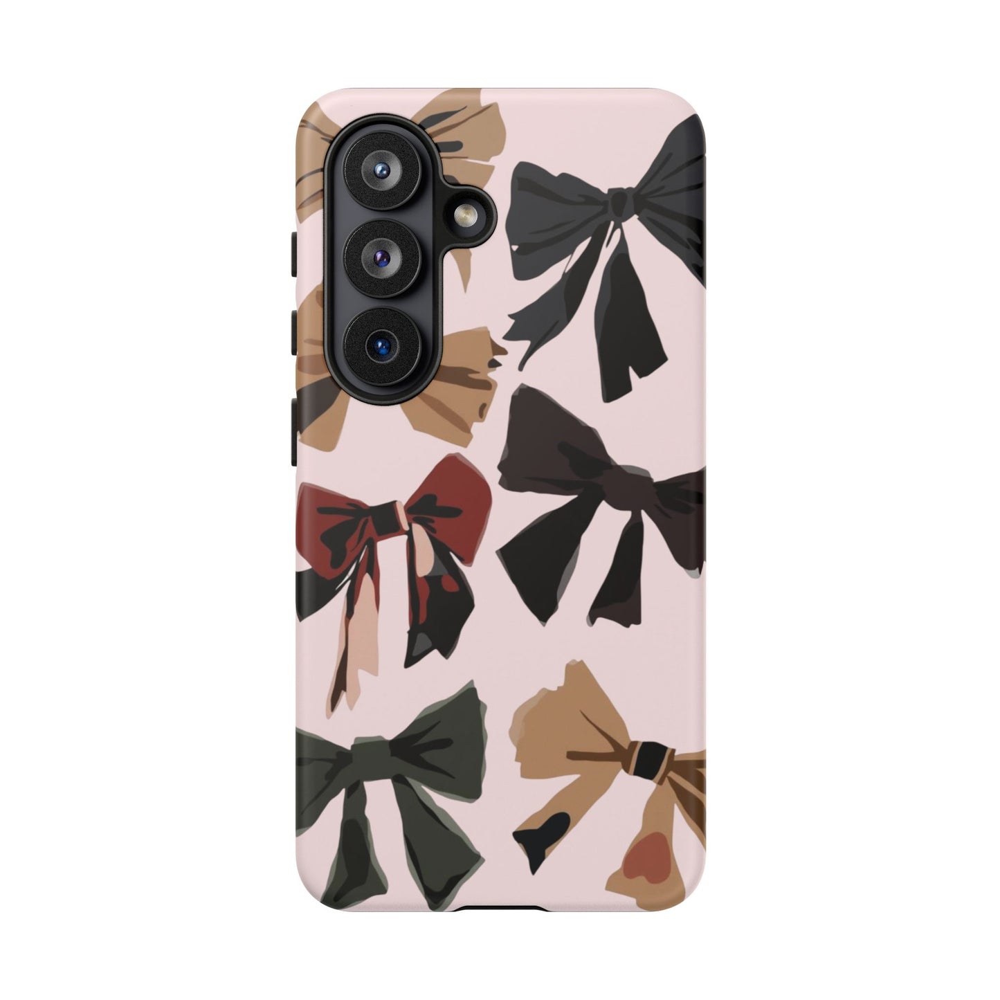 Bow Pattern Phone Case - Pink, Brown & Black Bows Protective Cover