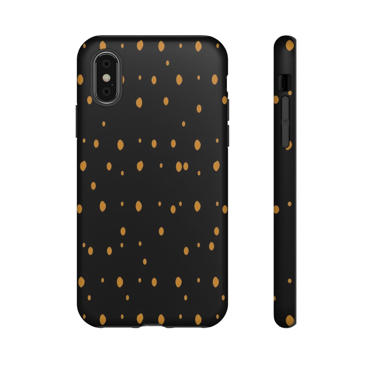 Black & Gold Dot Tough Phone Case — Protective Sparkle Pattern