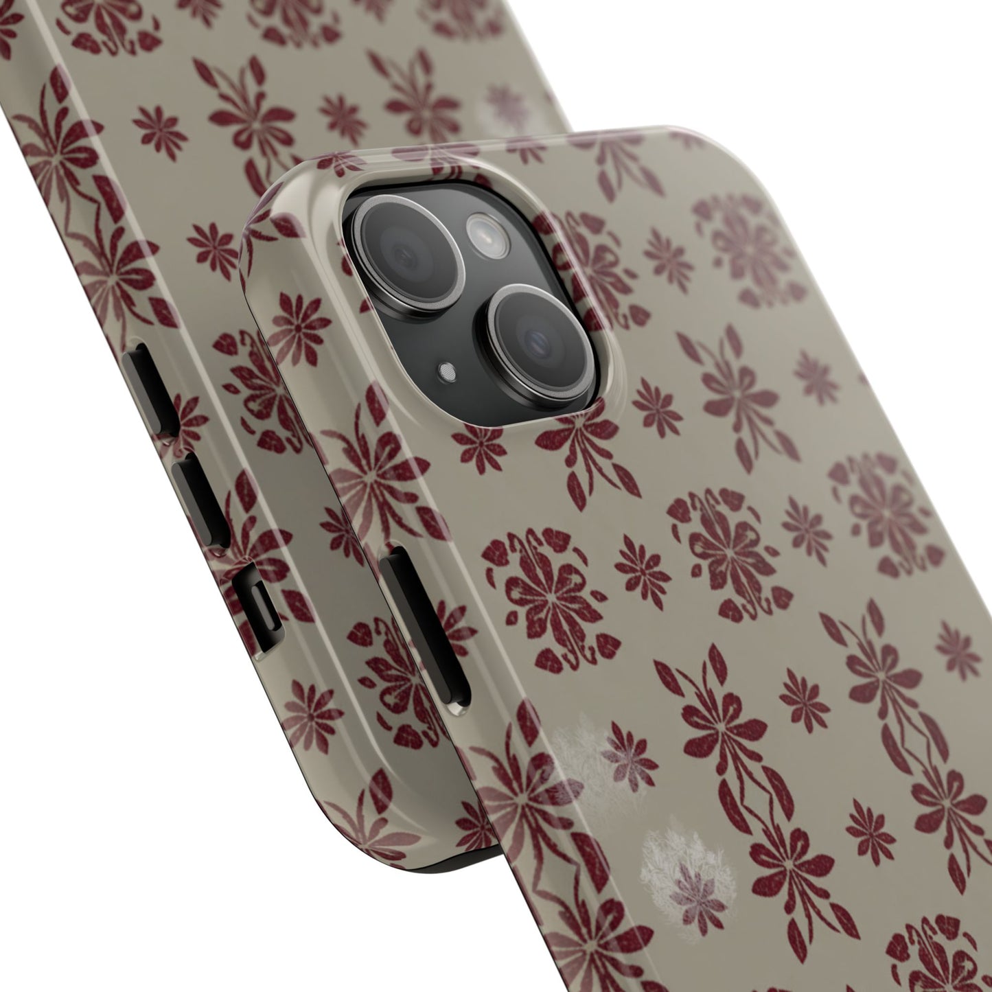 Tough Phone Case — Vintage Red Floral Pattern Protective Cover
