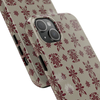Tough Phone Case — Vintage Red Floral Pattern Protective Cover