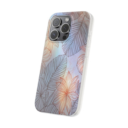 Floral Holographic Phone Case — Iridescent Leaves & Flowers Flexi Case