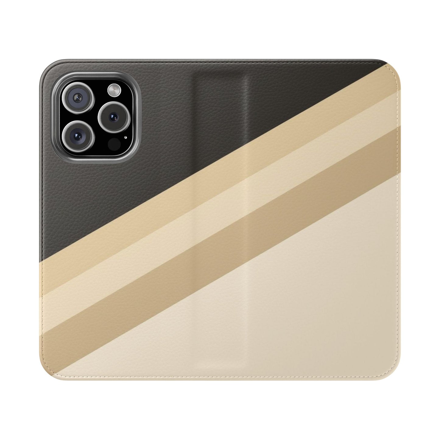 Retro Neutral Stripe Flip Phone Case — Wallet Folio with Card Slots