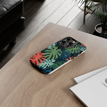 Tropical Monstera Phone Case — Colorful Leaf Protective Tough Case