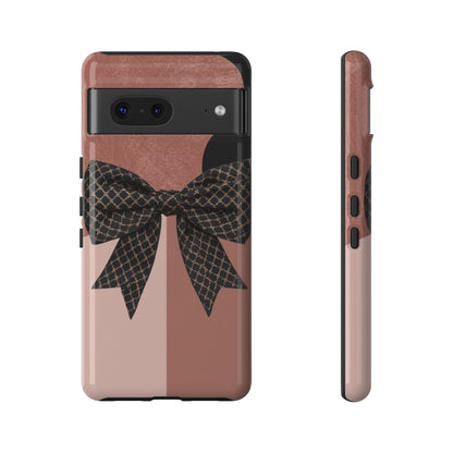 Bow Stripe Tough Phone Case – Pink Mauve Protective Cover