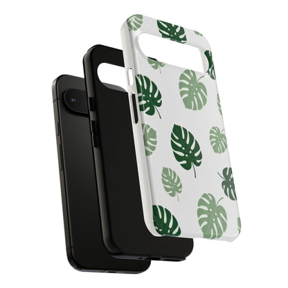 Monstera Leaf Tough Phone Case – Tropical Green Palm Pattern Protective Cover
