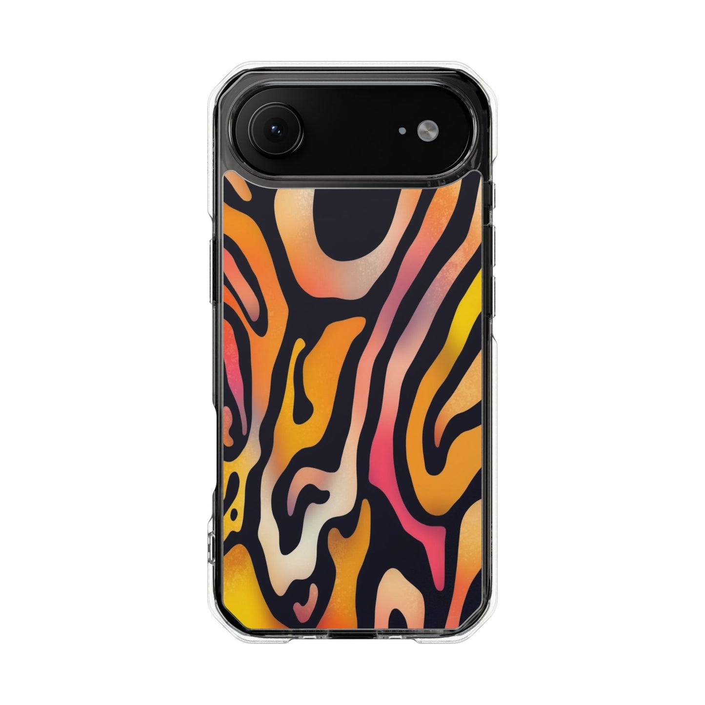 Clear Impact Phone Case — Vibrant Orange Zebra Pattern (Magnetic Compatible)