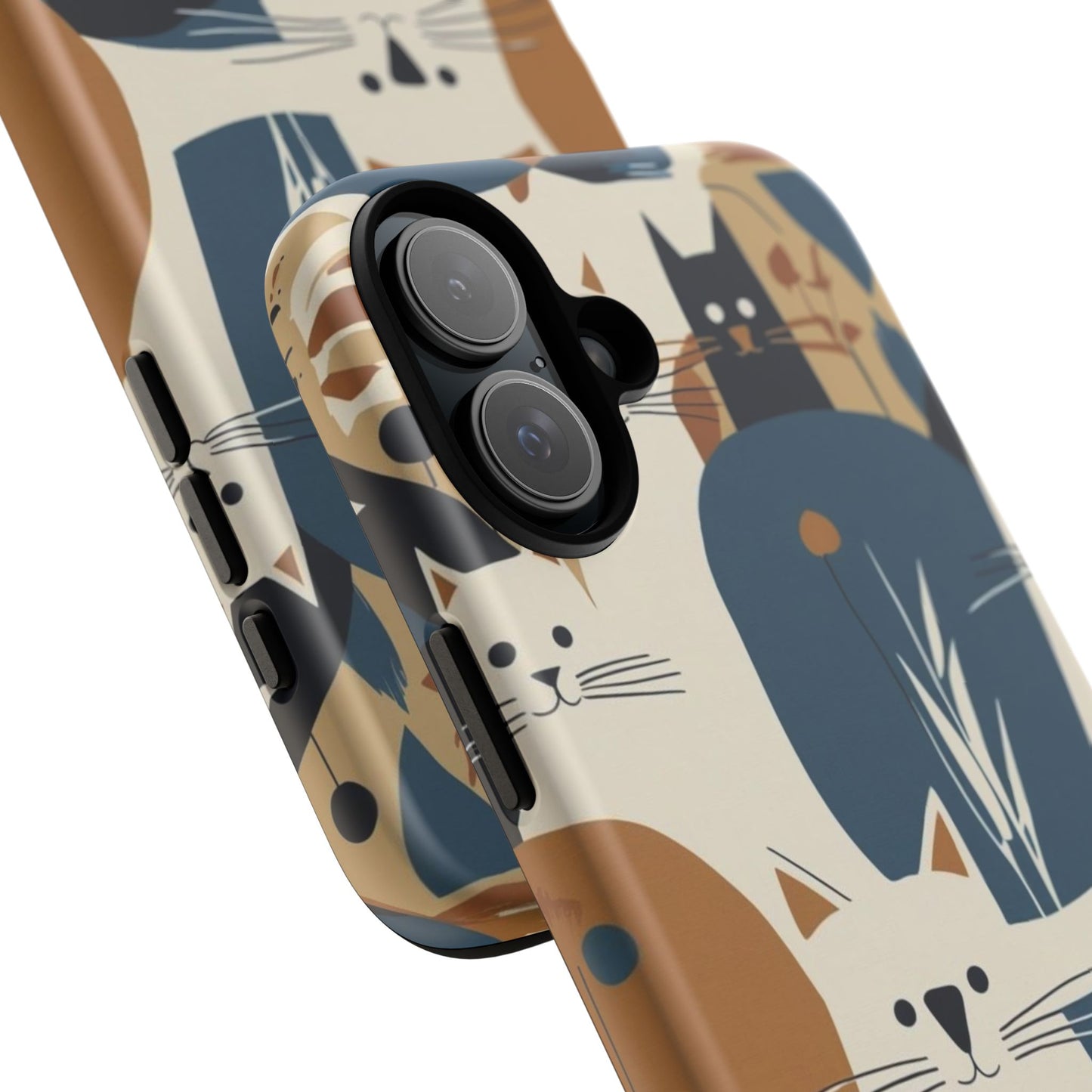 Cat Pattern Phone Case – Retro Abstract Cats Protective iPhone Cover