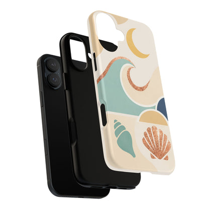 Sea Breeze Tough Phone Case — Retro Waves & Shells Design