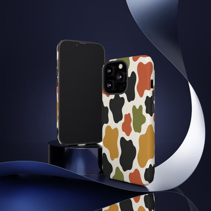 Camouflage Pattern Tough Phone Case – Retro Olive, Rust & Mustard Protective Cover