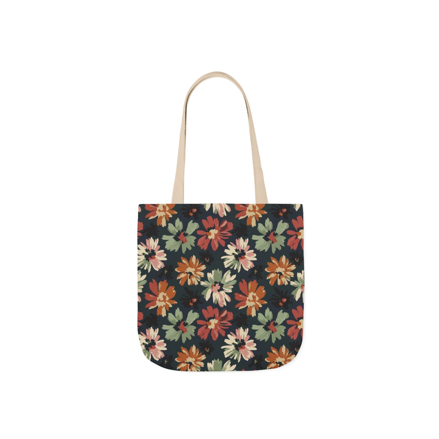 Floral Canvas Tote Bag — Vintage Autumn Daisy Print