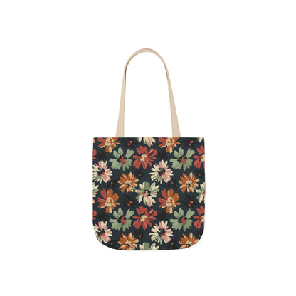 Floral Canvas Tote Bag — Vintage Autumn Daisy Print