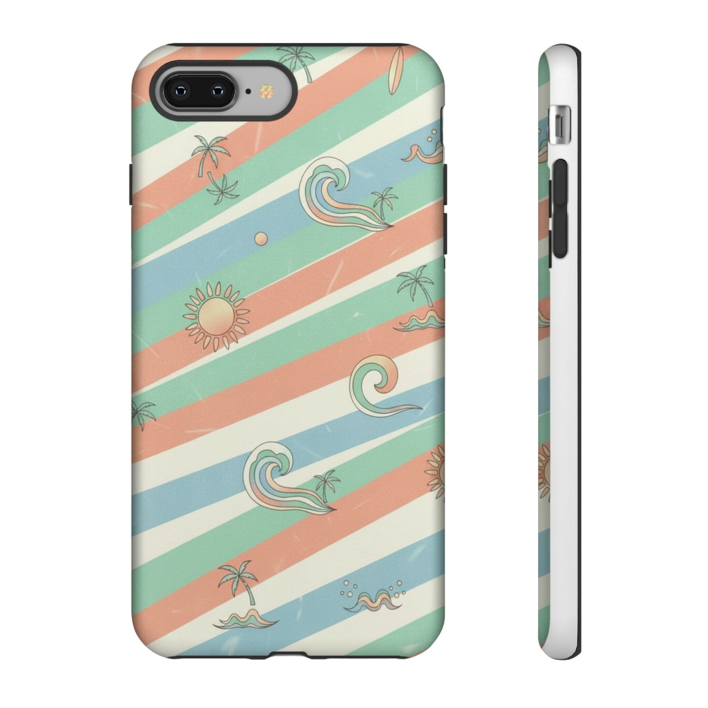 Surf Stripe Tough Phone Case — Retro Beach Waves Pattern