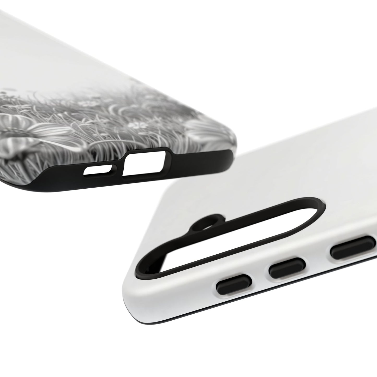Butterfly Floral Tough Phone Case – Monochrome Garden Protection