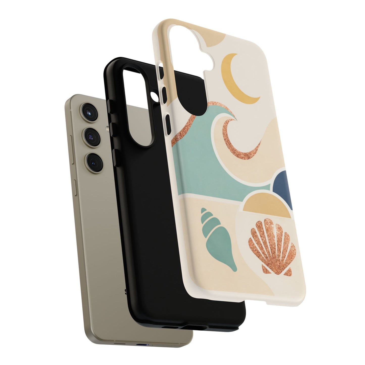 Sea Breeze Tough Phone Case — Retro Waves & Shells Design
