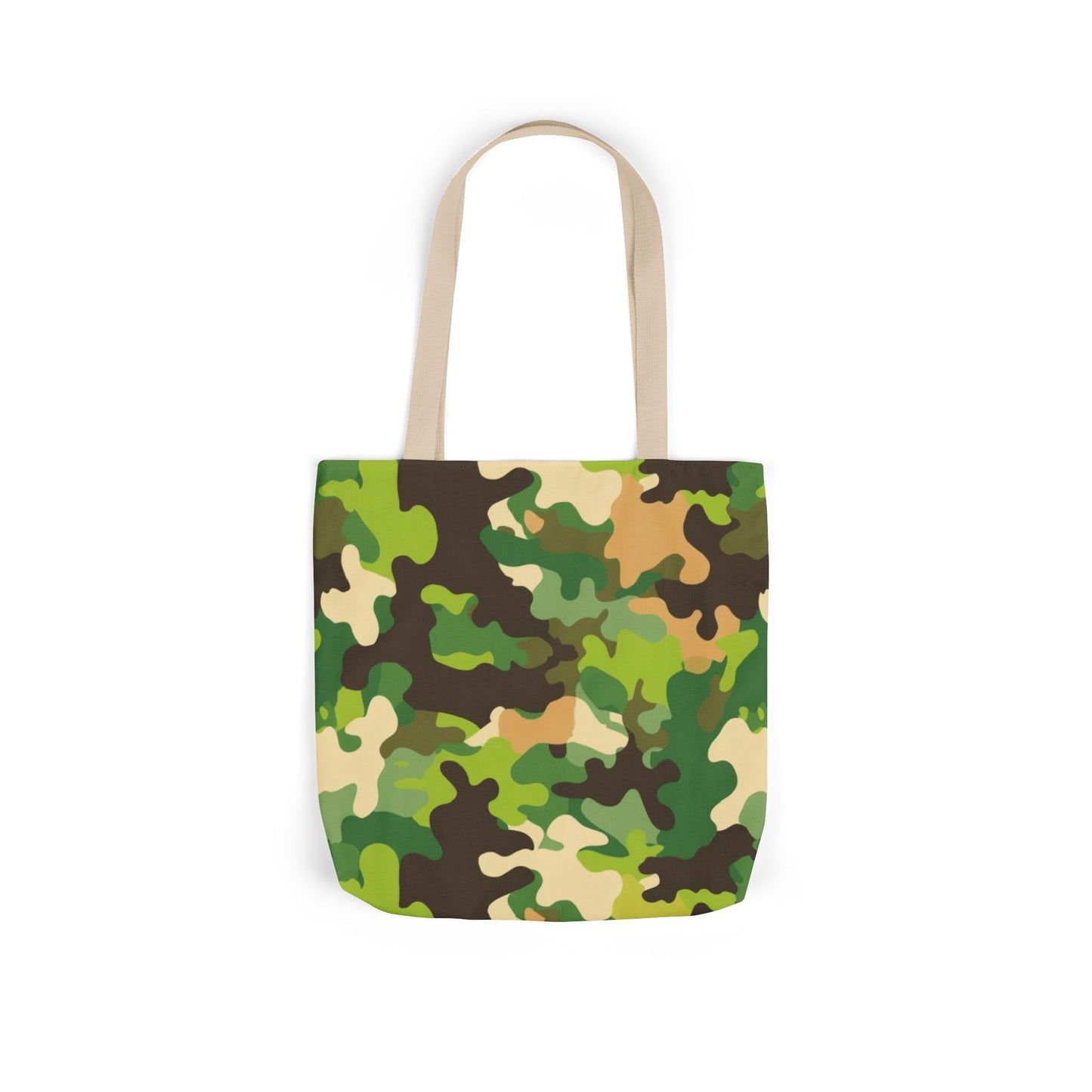 Camo Canvas Tote Bag — Green Military Print Reusable Market Bag