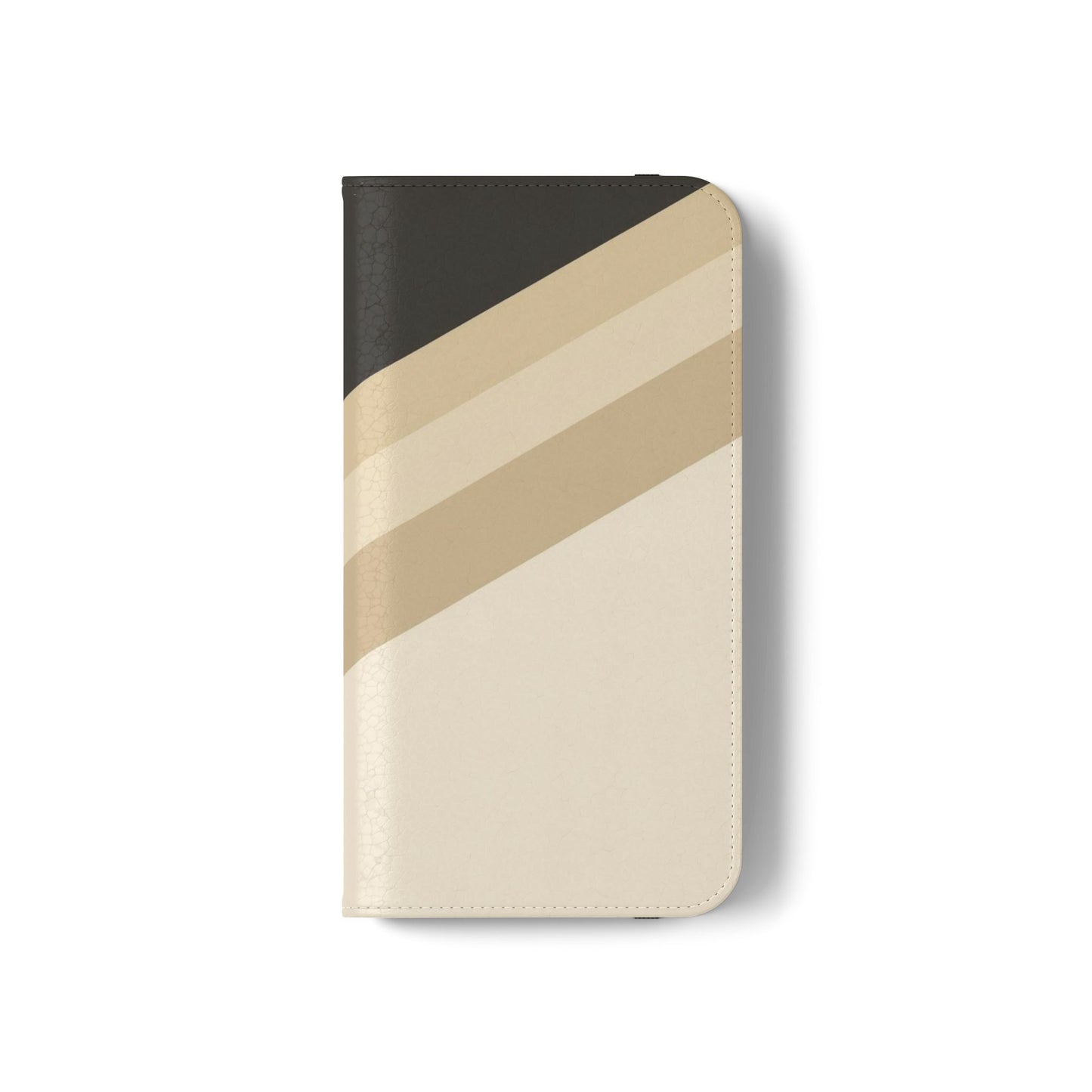 Retro Neutral Stripe Flip Phone Case — Wallet Folio with Card Slots