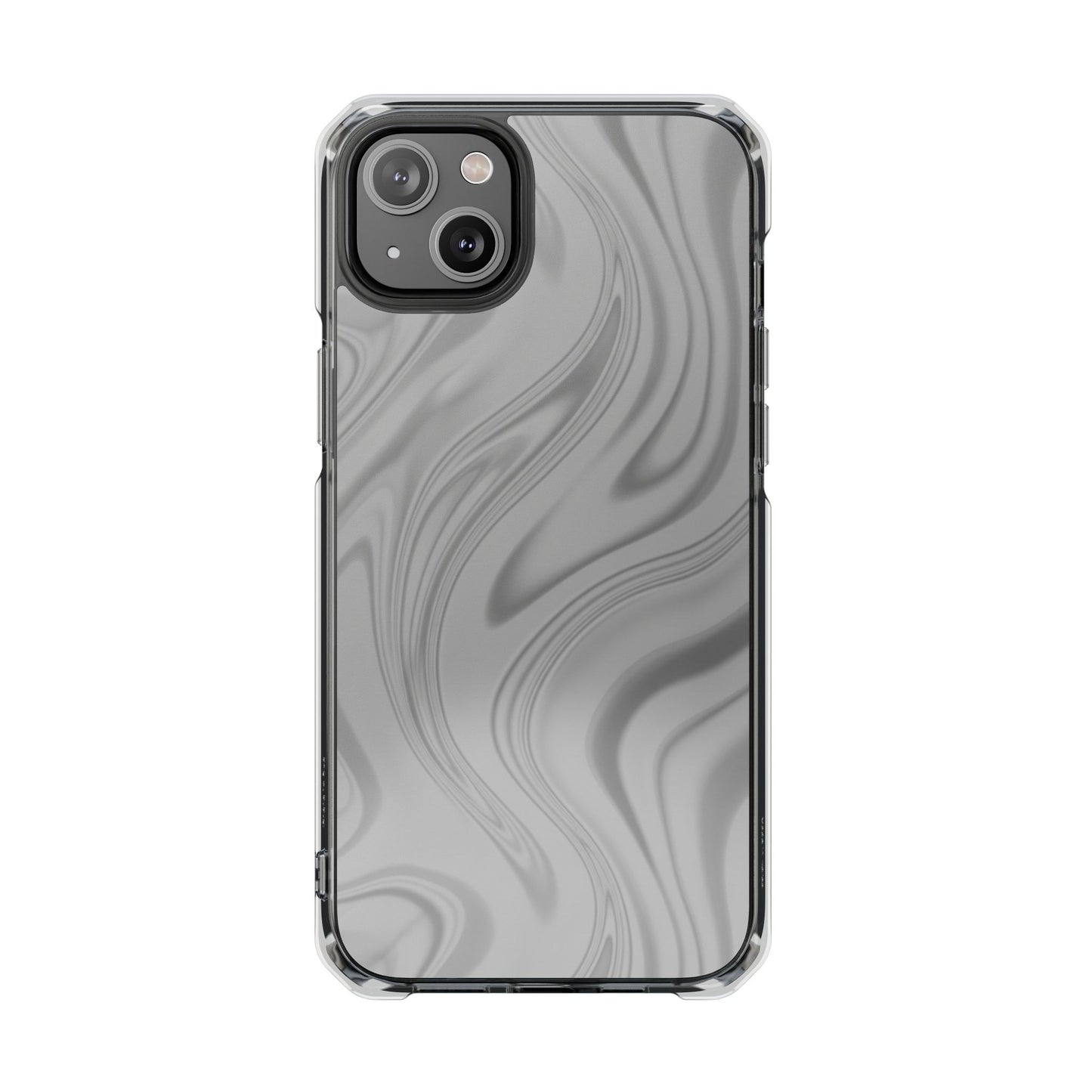 Clear Magnetic Impact Phone Case — Gray Marble Swirl