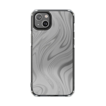 Clear Magnetic Impact Phone Case — Gray Marble Swirl