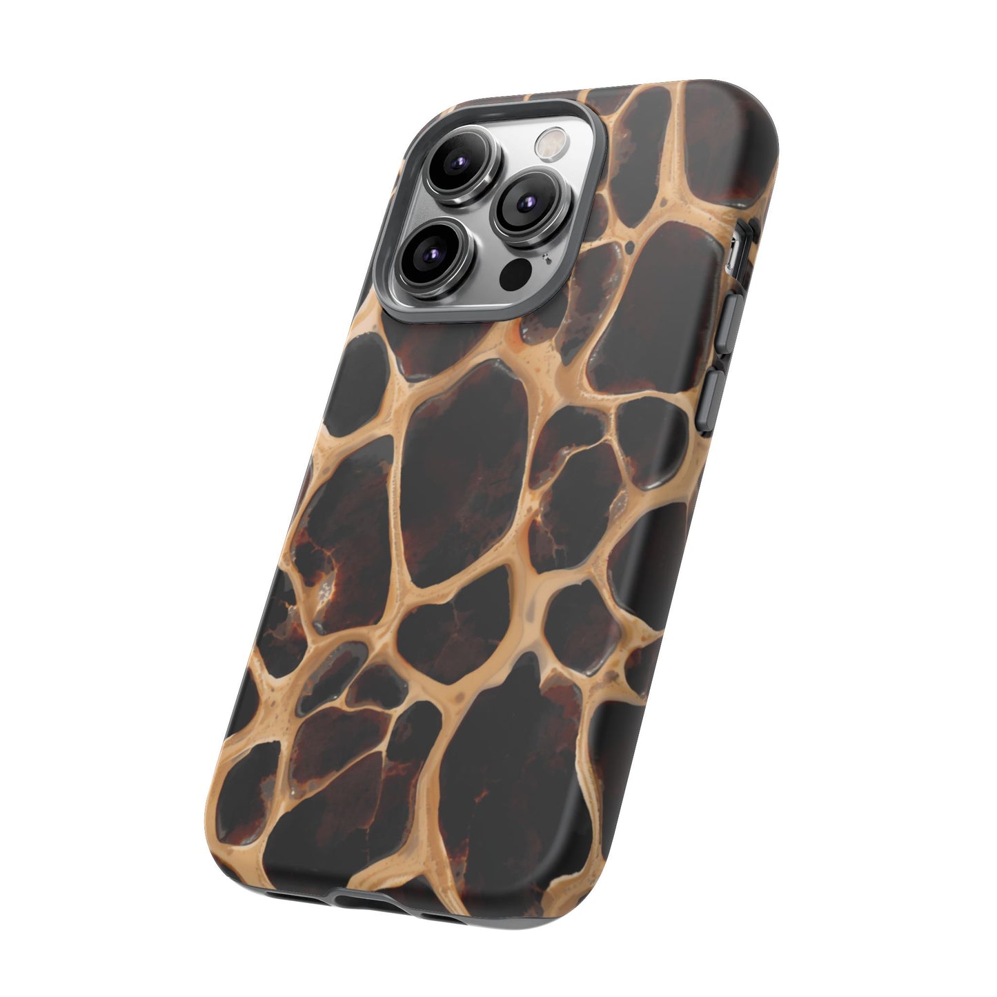Phone Case — Brown Leather Dot Texture Rugged Protective Cover