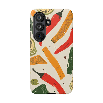Spicy Peppers Phone Case – Colorful Chili, Lime & Citrus Pattern