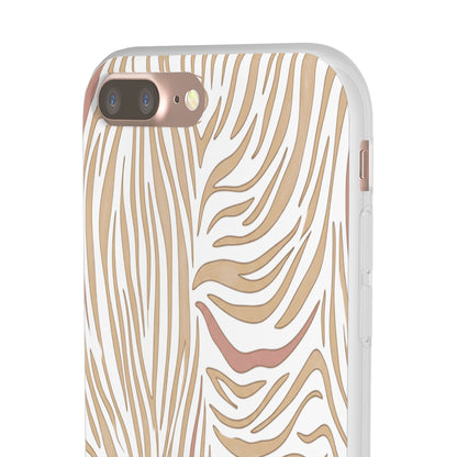 Neutral Zebra Print Flexi Case — Beige & Rose Gold Animal Pattern Phone Cover