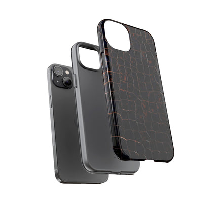 Croc-Embossed Tough Phone Case — Shockproof Black Alligator Texture