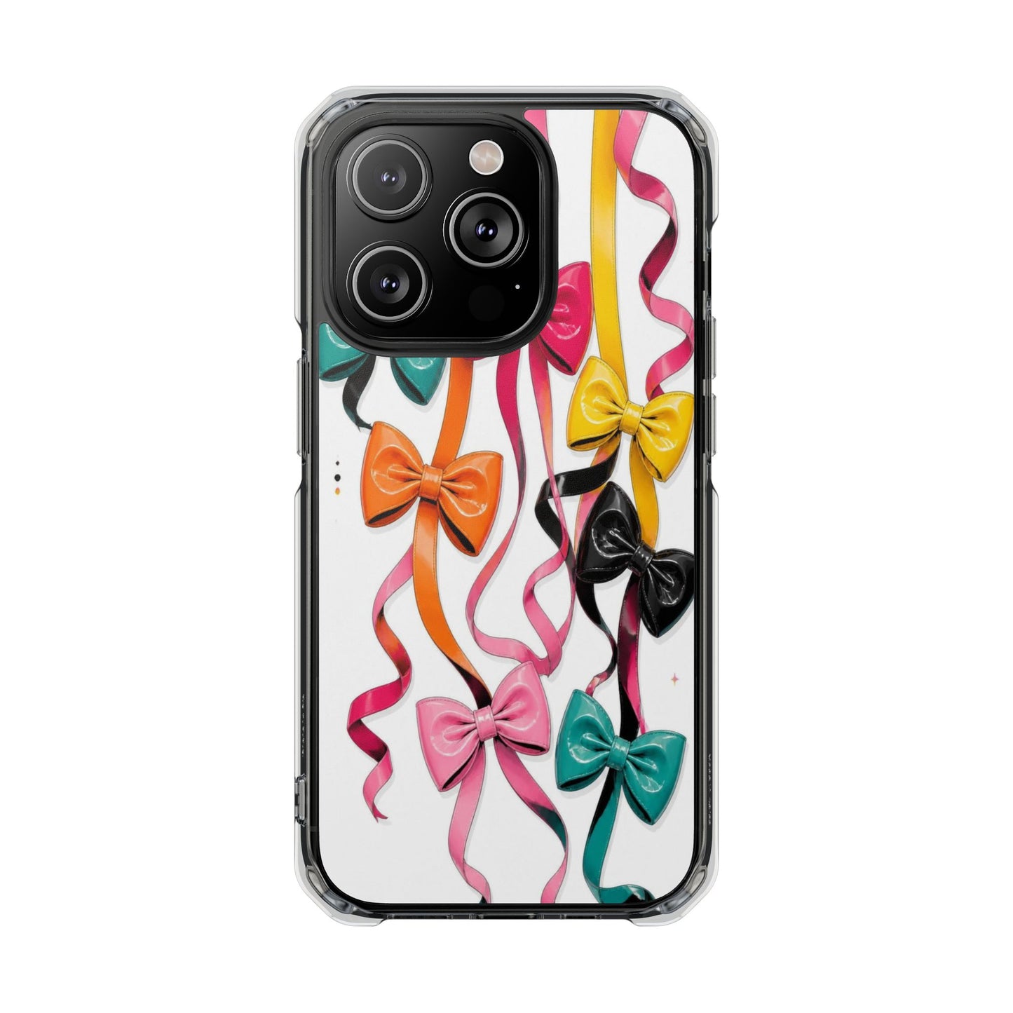 Clear Magnetic Phone Case — Colorful Ribbon Bows Design