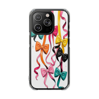 Clear Magnetic Phone Case — Colorful Ribbon Bows Design