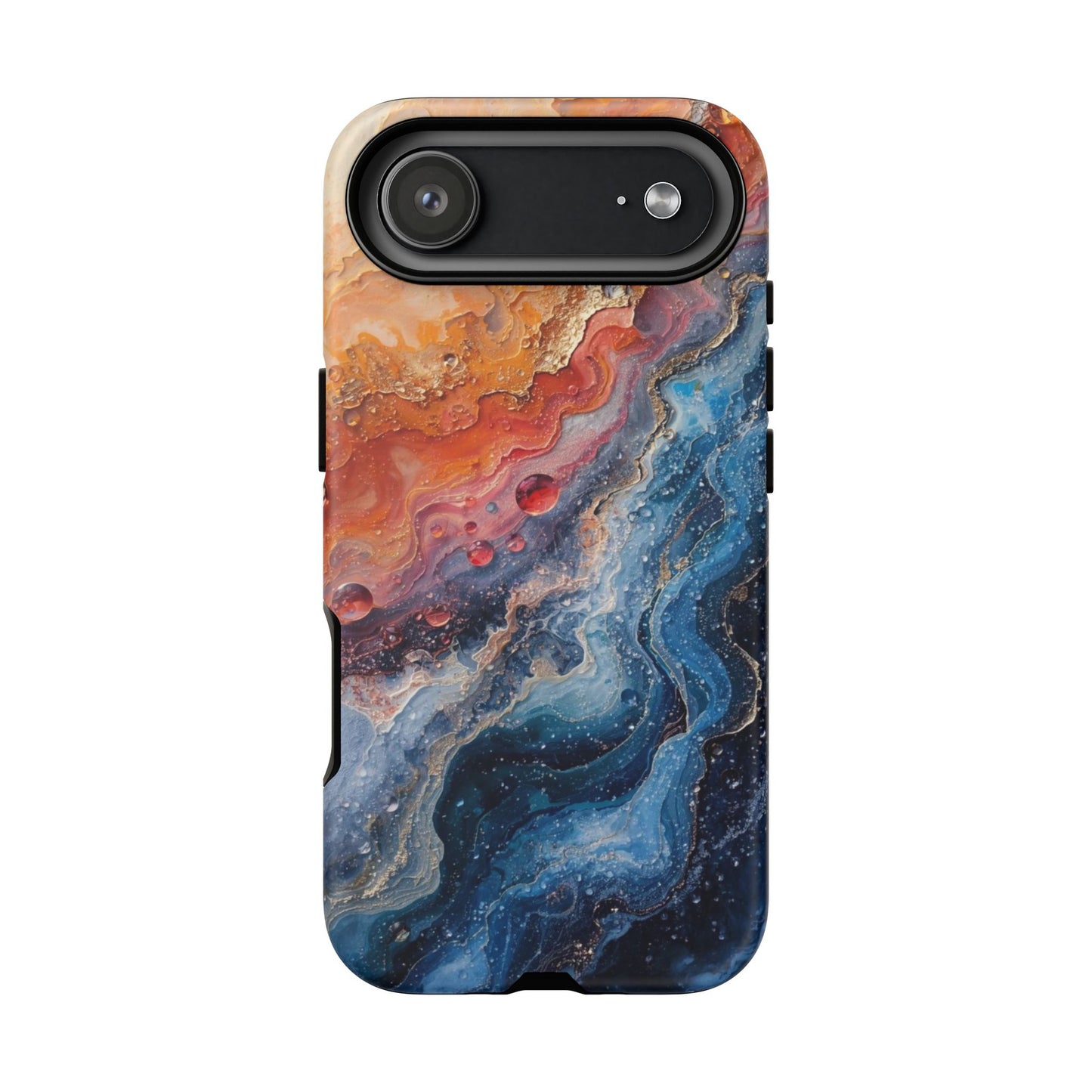 Marbled Galaxy Tough Phone Case — Abstract Blue & Coral Protective Cover