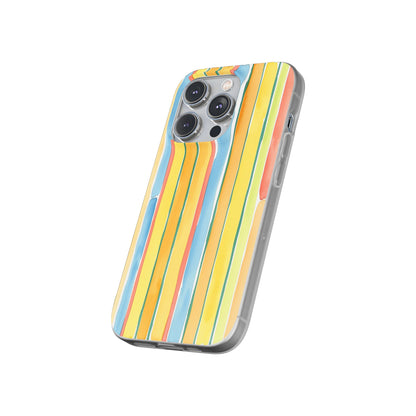 Watercolor Stripe Phone Case — Bright Pastel Vertical Stripes Protective Flexi Case