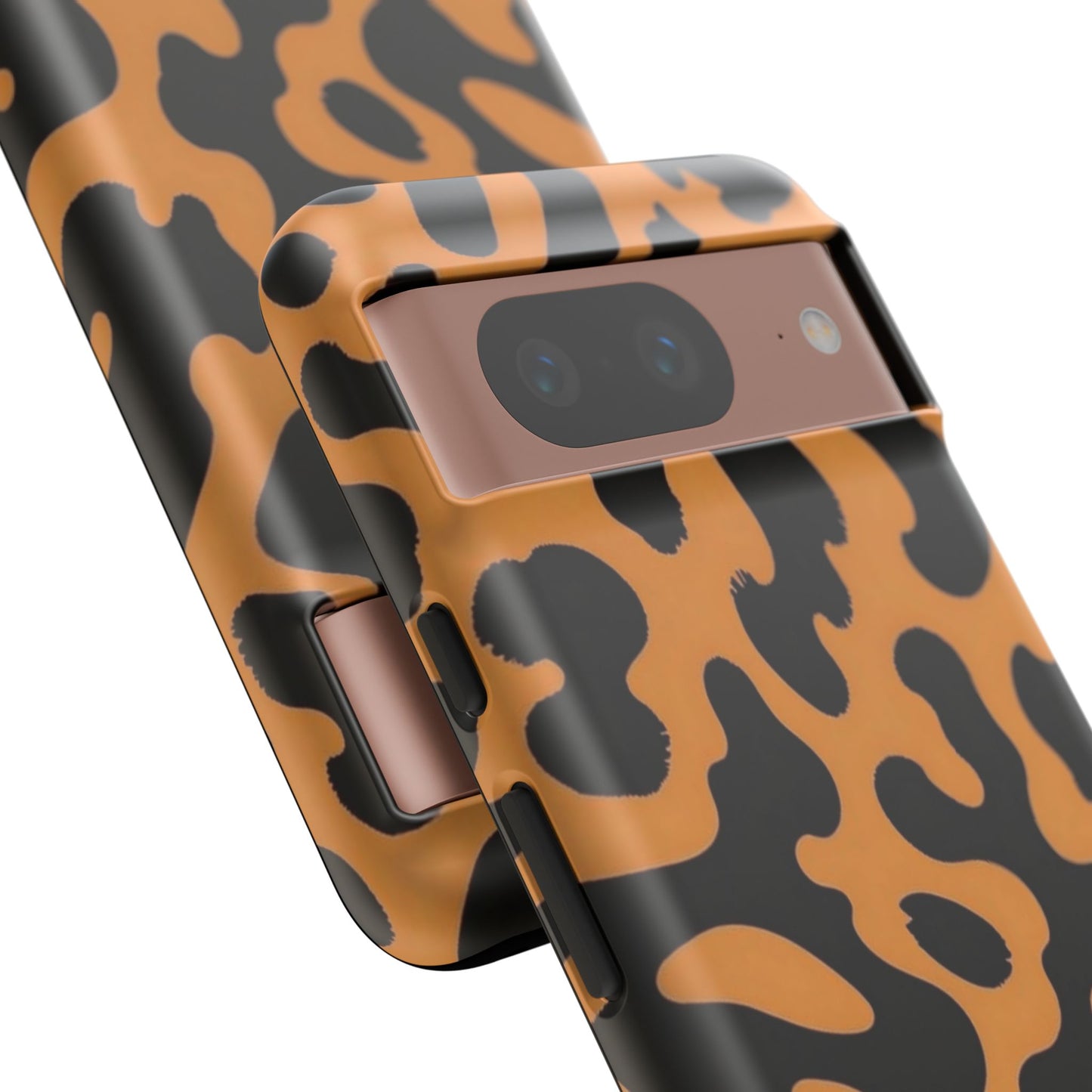 Leopard Print Phone Case — Orange & Black Tough Pattern Protective Cover