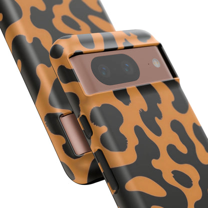 Leopard Print Phone Case — Orange & Black Tough Pattern Protective Cover