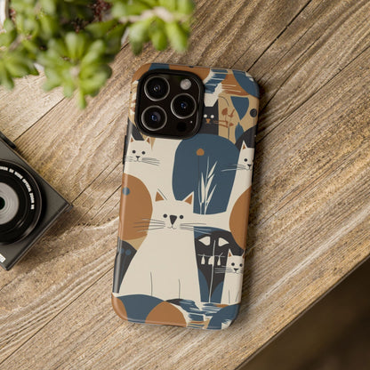 Cat Pattern Phone Case – Retro Abstract Cats Protective iPhone Cover