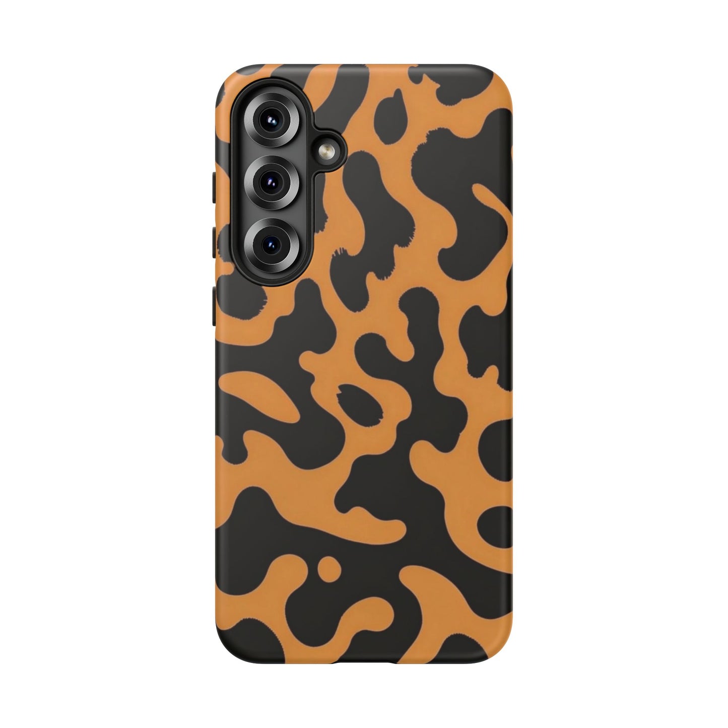 Leopard Print Phone Case — Orange & Black Tough Pattern Protective Cover
