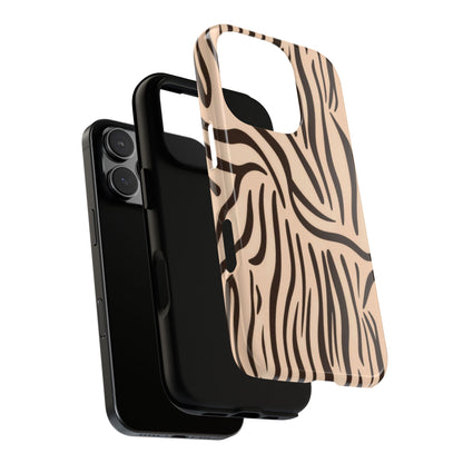 Zebra Stripe Tough Phone Case – Neutral Animal Print Protective Cover