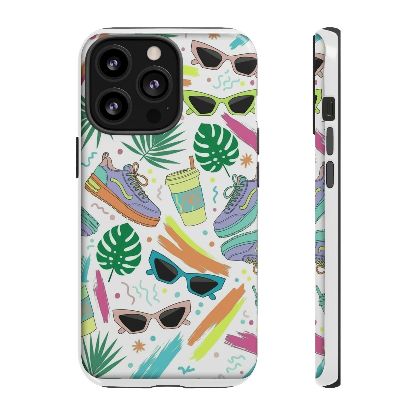 Tough Cases — Colorful Retro Sneakers & Sunglasses Phone Case
