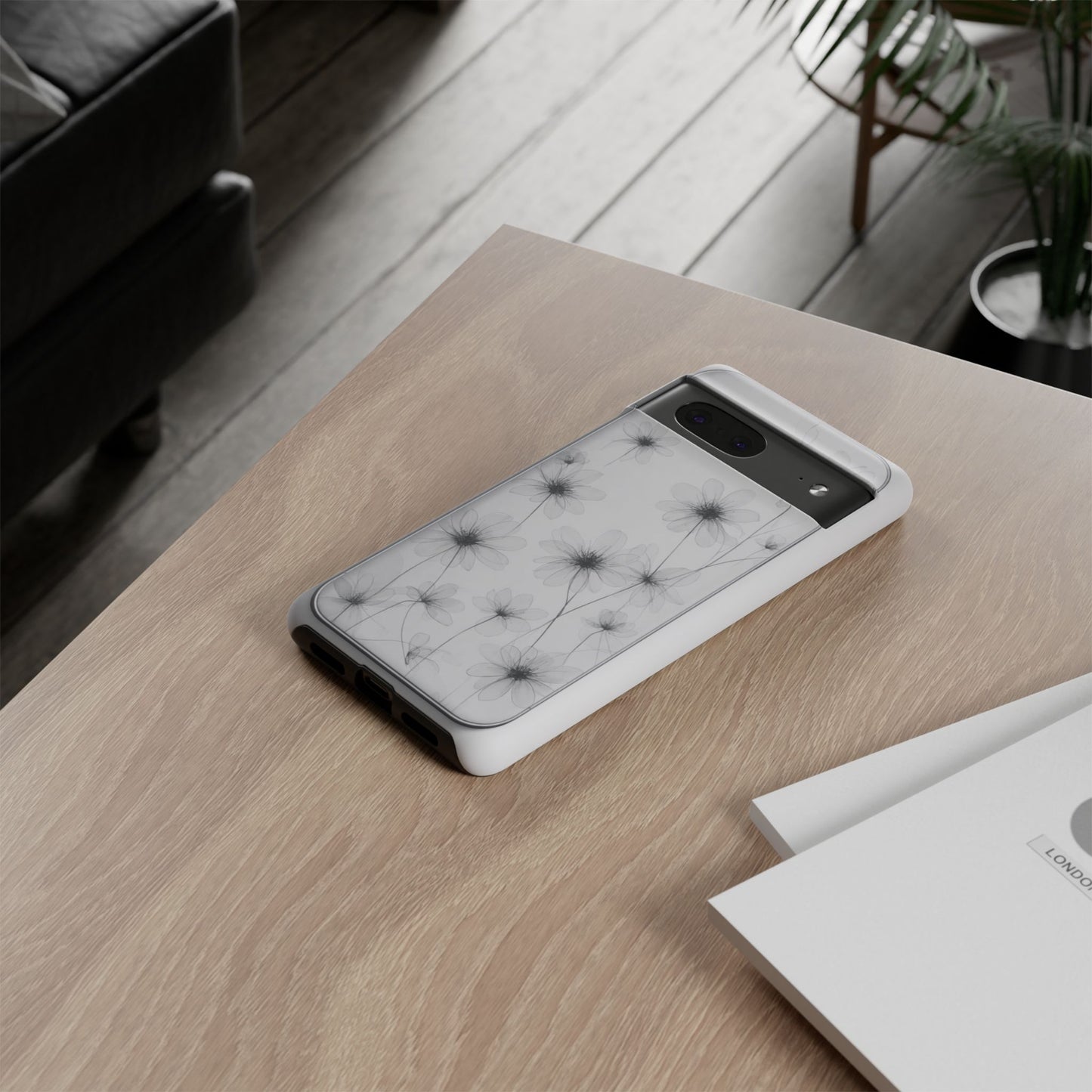 Tough Case — Black & White Floral Tough Phone Case