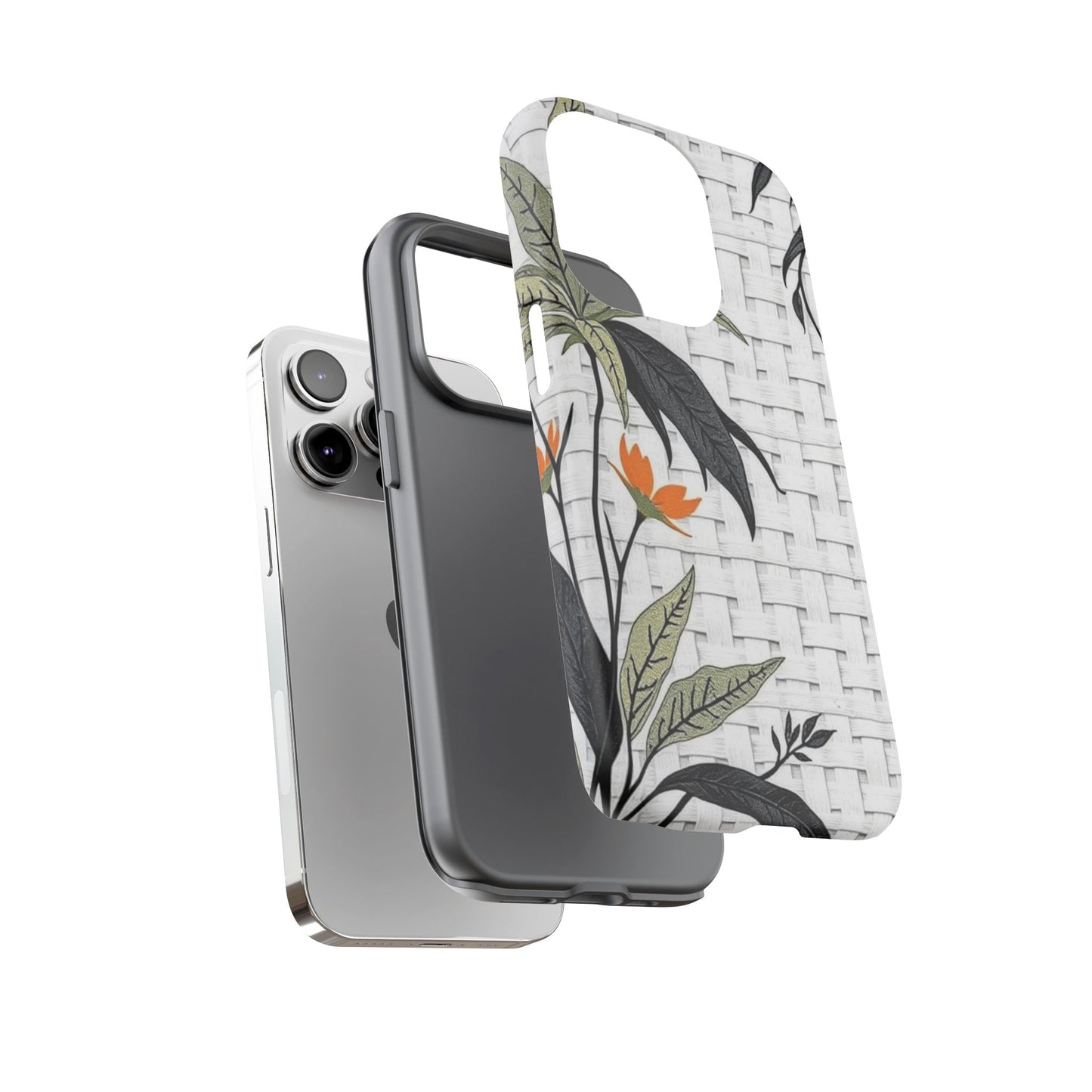 Floral Woven Tough Phone Case — Protective Botanical iPhone Cover