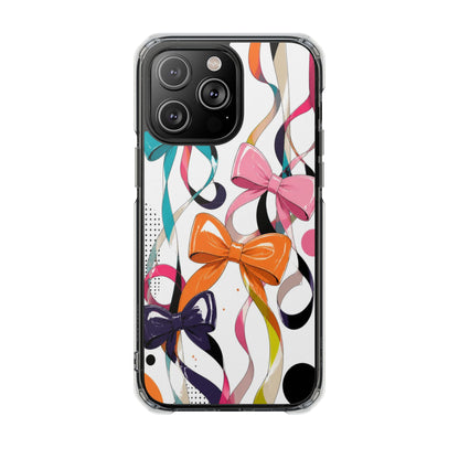 Clear Magnetic Phone Case — Colorful Ribbon & Bow Design