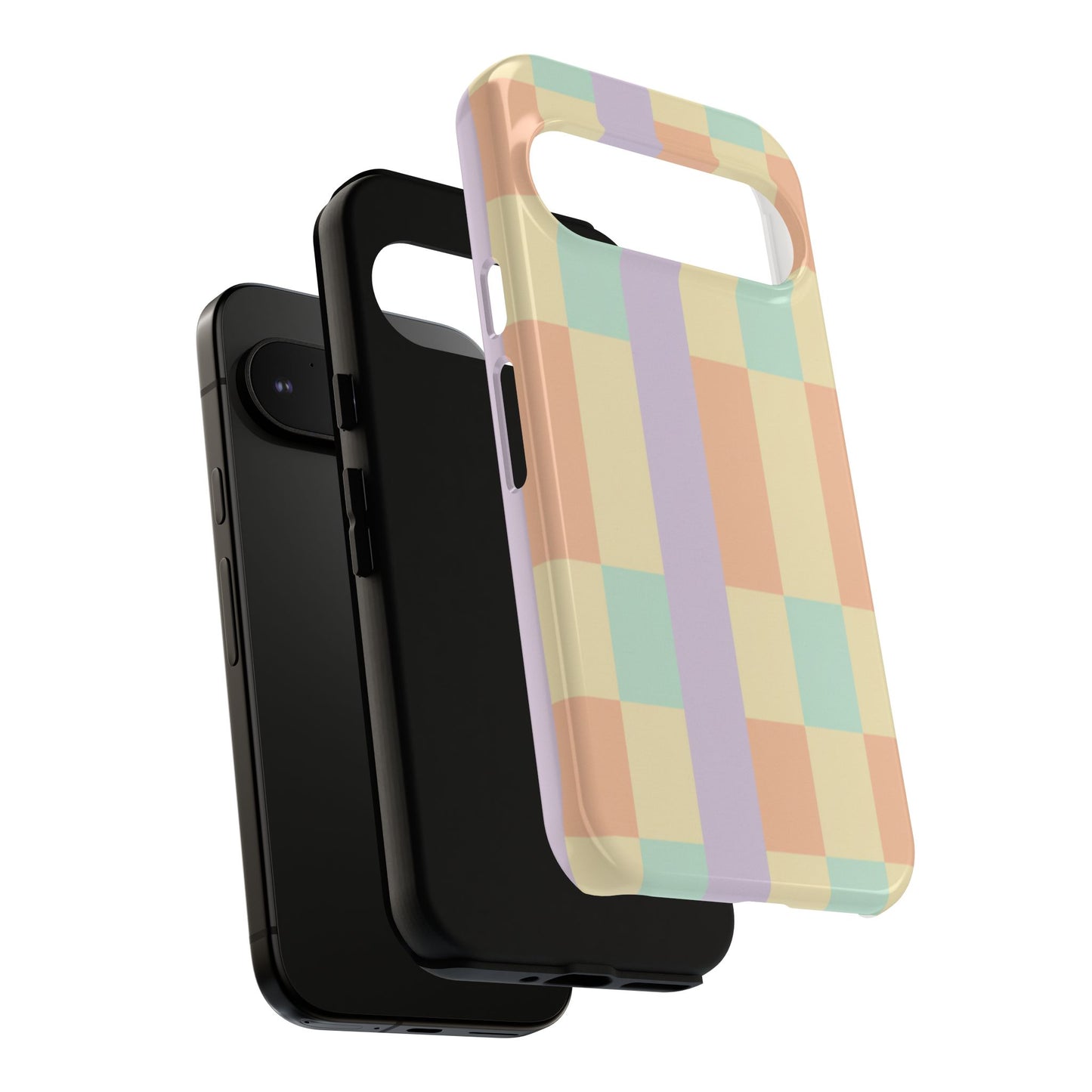 Pastel Checkered Phone Case — Retro Stripe Tough Case