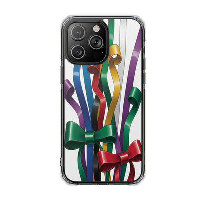 Clear Magnetic Phone Case — Colorful Ribbon Bow Celebration Design