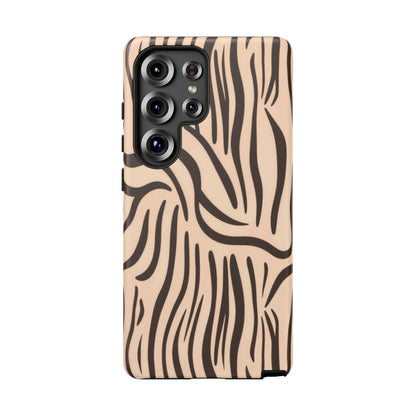 Zebra Stripe Tough Phone Case – Neutral Animal Print Protective Cover